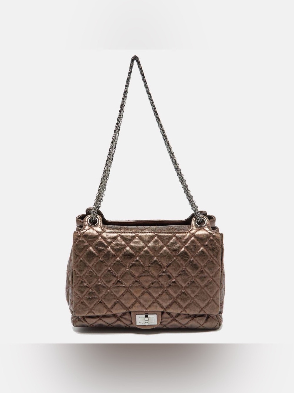 CHANEL Reissue 2.55 Flap in Metallic Bronze Aged Calfskin w/ Gunmetal Hardware